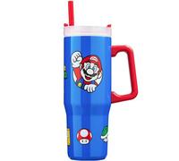 Get Trend Super Mario Vaso Térmico 920 ml, Botella Acero Inoxidable, Vaso con Pajita y Asa, Mantiene Hielo 42H Frío 12H Calor 8H, Taza Cafe y Viaje Antigoteo BPA Free, Regalo Original