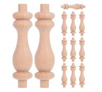 GETAJGHSD 12 Piezas Balaustres de Madera sin Terminar, Husillos de Madera Decorativos de Haya, Color Caqui, Columna Cilíndrica de Calabaza, Soporte Estructural para Muebles y Escaleras,
