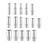Getdoublerich Adaptador de enchufe profundo de 3/8 pulgadas, cabeza hexagonal de acero al cromo vanadio, herramienta de trinquete de 8-24 mm para aplicaciones de alto par, plata, 63 mm de longitud
