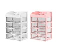Getdoublerich Caja de almacenamiento de maquillaje multifuncional con cajones, organizador de cosméticos ajustable para tocador de baño, vitrina acrílica transparente para joyas para el cuidado de la