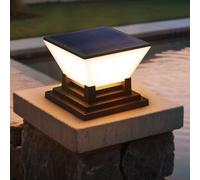 Getdoublerich Columna de luz LED de energía solar, IP65 impermeable, lámpara de pilar para exteriores con 3 temperaturas de color, camino de jardín ABS para iluminación para porche, patio, entrada