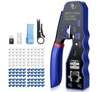 GETLITOOL Crimpadora RJ45 Pasacable Profesional Conjunto Completo | con 60 Conectores Cat5e/Cat6/Cat6a Bañados en Oro, Pelacables y Herramientas para Red Ethernet