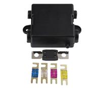 Gettimore Caja de fusibles de distribución de energía de 5 vías con salidas de fusibles MIDI de 200 A y 500 A MEGA, base de policarbonato resistente, negro, para sistemas marinos automotrices de 12 V