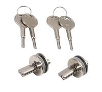 Gettimore Cerradura de puerta corrediza de cristal con llaves, aleación de zinc, cerradura para armario de joyería, orificio de 16 mm, se adapta a herrajes plateados de vidrio de 3 a 6 mm, 2 unidades