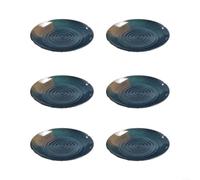 Gettimore Juego de 6 platos llanos de melamina, platos planos ondulados concéntricos para platos fríos y filetes, vajilla negra resistente a los golpes (17,5 cm)