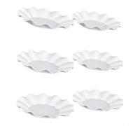 Gettimore Juego de 6 platos redondos de melamina blanca de 16 cm, borde festoneado ondulado, con forma de flor, ligeros, inastillables para servir alimentos