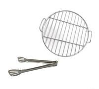 Gettimore Red de barbacoa redonda de acero inoxidable con clip, 33 cm, 35 cm, 38 cm, alfombrilla de parrilla para barbacoa al aire libre (35 cm)