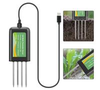 Gettimore Sensor de suelo USB 8 en 1, probador de humedad, pH NPK, temperatura salinidad, sonda de metal impermeable IP68, datos en tiempo real a través de la aplicación y cable de 2 m