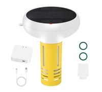 Gettimore Smart - Probador solar de calidad del agua para piscinas, monitor de salinidad de pH ORP 7 en 1 con alertas de aplicación, sensor inalámbrico IP67 + convertidor de puerta de enlace