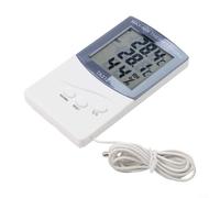 Gettimore Termo-higrómetro digital para interiores y exteriores con sonda, pantalla LCD de montaje en pared, sensor de humedad de temperatura de memoria máxima mínima para el hogar y jardín TA318