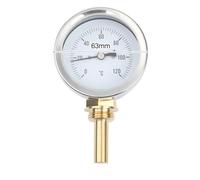 Gettimore Termómetro bimetálico de 63 mm 0-120 con funda de cobre de 1/2 pulgada, para acero inoxidable para calefacción central, caldera, parrilla de barbacoa y estufa al aire libre