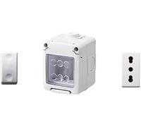 Gewiss Caja para aparatos 27 Combi protegida 2 plazas Gris RAL 7035 IP55 con n.º 1 Toma biivalente Blanca, 1 Interruptor Blanco