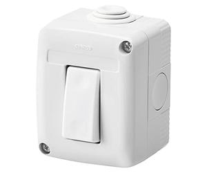 Gewiss Contenedor completo de aparatos System protegido, con desviador unipolar 16 Ax, IP40, gris Ral 7035