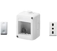 Gewiss Contenedor para aparatos 27 Combi Protegido 2 plazas Gris RAL 7035 IP40 con n.º 1 Toma bivalente Blanca, n.º 1 desviador Blanco