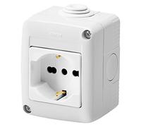 Gewiss GW27811DY - Caja completa de aparatos, serie System protegida, con toma 2P + T 16 A, bivalente, estándar italiano, IP40, gris RAL 7035
