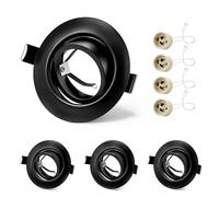 GeyouLux 4x Focos Empotrables GU10 Marco Negro, Orientable 45°, Marco Metálico Ø84mm Plano, Corte 68-75mm, Casquillo Cerámico GU10 230V, Spot Redondo Sin Bombilla
