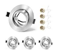 GeyouLux 4x Focos Empotrables GU10 Marco Níquel, Orientable 45°, Marco Metálico Ø84mm Plano, Corte 68-75mm, Casquillo Cerámico GU10 230V, Spot Redondo Sin Bombilla