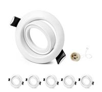 GeyouLux 6x Aros para Foco Empotrable GU10 Blanco, Orientables 45°, Marco de Hierro, Corte 68-75mm, Ø87mm Plano, Casquillo GU10 Cerámico 230V, IP20, sin Bombilla