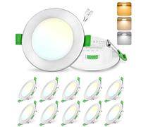 GeyouLux Pack 10 Downlight LED Techo Empotrable, 8W IP44 Ultrafino Spot Encastrable Corte 75-90mm, 2700K/4000K/6500K Focos LED Interior Techo, Níquel Regulable 10-100% Ojos de Buey LED