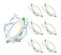 GeyouLux Pack 6 Downlight LED Techo Empotrable, 8W IP44 Ultrafino Spot Encastrable Corte 75-90mm, 2700K/4000K/6500K Focos LED Interior Techo, Níquel Regulable 10-100% Ojos de Buey LED