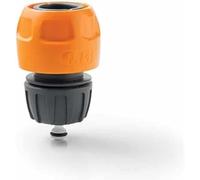 GF Acquastop | Conector para manguera de 1/2" a 5/8" | Empalme portagoma para riego jardín con válvula parada automática del agua.