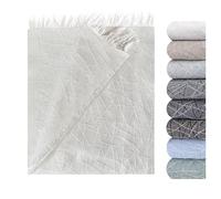 GFD Textiles - Colcha Foulard Lagos Blanco Beige 230x290 cm | Manta Plaid Foulard Protectora para Sofá Grande y Cama King | Diseño Jacquard