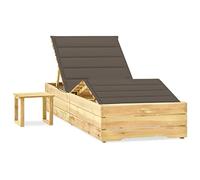 GFRMPORM Tumbona Jardín Pino Impregnado Con Mesa Y Cojín | Respaldo y reposapiés ajustables, resistente a la intemperie, fácil de limpiar, cojín decorativo