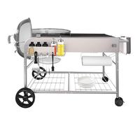 GFTIME Mesa de barbacoa de acero inoxidable para Weber de 47 cm y 57 cm, original Kettle, Premium, Master Touch, Jumbo Joe, parrilla de carbón vegetal Performer con soporte de tapa, soporte para