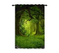 ggaimwf 135x245cm Cortina con Aspecto Lino Estilo Bosque Salvaje Verde Selva Árboles Viejos Paisaje Filtración de luz Separadores de ambientes Cortinas para Ventanas Dormitorio Sala de Estar,1 Panel