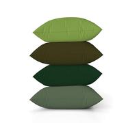 ggaimwf Color sólido Fundas de cojín Aspecto de Lino para sofá gradiente Verde Cojín para Cama Bosque de Niebla Color Verde Hecho a Mano Cuadrado Fundas de cojín 40x40cm Juego de 4