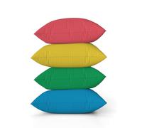 ggaimwf Color sólido Fundas de cojín Aspecto de Lino para sofá Rosa Brillante Azul Verde Cojín para Cama Macarrón Color Hecho a Mano Cuadrado Fundas de cojín 40x40cm Juego de 4