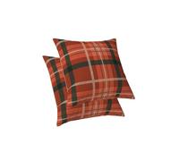 ggaimwf Fundas Almohada a Cuadros Cortijo Fundas de Cojines de tartán Rústico Naranja Verde Almohadas a Cuadros Aspecto Lino sofá Cama Al Aire Libre Decoración de la Sala de Estar 45x45cm Juego de 2