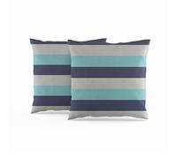 ggaimwf Fundas de cojín de Rayas Gris Azulado Cojín de Arte Moderno Clásico Minimalista Fundas de Almohada Aspecto Lino Sala de Estar Decoración del hogar Sofá Cama Cojines 40x40cm Paquete de 2