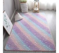 GGBOND Alfombra Luminosa que Brilla en la Oscuridad con Estrellas de Arco Iris para Niñas, Corto Forro de Esponja Suave Tipo Sándwich, 100x160cm