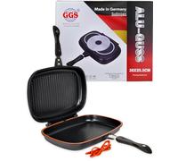 GGS Collection Sartén Parrilla Y Sartén De Pescado Doble Cara 38x25,5 Cm Alu-guss-Sartén Para Tortilla De Patatas-Sartén Inducción-Sartenes Antiadherentes Ptfe-Cierre Magnético-2 Tiras De Sellador De