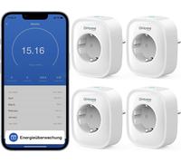 GHome Smart Alexa Enchufe Inteligente, Enchufe Wifi 16A 3680W Programador con Temporizador, Ahorro de Energía Compatible con Alexa y Google Home, Control Remoto de Aplicaciones, Paquete de 4
