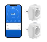 GHome Smart Enchufe Inteligente, Enchufe wifi con monitoreo de energía 16A 3600W, Compatible con Alexa y Google Home, Control remoto por App, Encendido y Apagado Programado, solo wifi de 2.4 GHz,2Pack