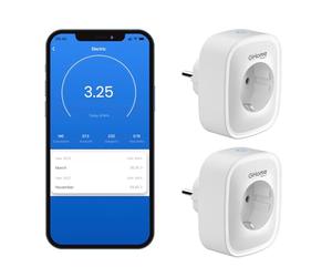 GHome Smart Enchufe Inteligente, Enchufe wifi con monitoreo de energía 16A 3600W, Compatible con Alexa y Google Home, Control remoto por App, Encendido y Apagado Programado, solo wifi de 2.4 GHz,2Pack