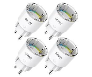 GHome Smart Enchufe WiFi Compacto con Medición de Consumo, 10A, Pack de 4 | Compatible con Alexa y Google Home, Control por app, Temporizador, Diseño Red Dot con Certificación TÜV, solo WiFi de 2,4 GHz