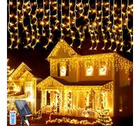 GHONLZIN Luz de Cadena Solar LED, 3M 128 LEDs Luces Solares Exterior Jardin, 16pcs*8 LEDs Luces Decorativas Solares Impermeables para Jardín, Boda, Fiesta, Techo de Casa, Decoraciones de Navidad