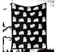 Ghost Blanket - Manta estética de franela suave y cálida | Manta temática de Halloween de 130 x 100 cm para inauguración de la casa, fiesta, silla de cumpleaños, hogar, dormitorio