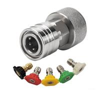 GHT 3/4 Manguera de jardín Rosca a 1/4 Adaptador de acero inoxidable de conexión rápida con kit de boquilla de pulverización multiposición (B)