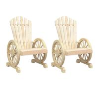 GHVBNMF Adirondack Juego de 2 sillas de jardín de madera maciza de abeto | Sillas rústicas de madera para patio trasero, césped y porche. Asiento ergonómico con reposabrazos con diseño de rueda de
