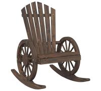 GHVBNMF Adirondack - Mecedora para jardín (madera maciza, 62 x 89 x 99 cm) | Silla mecedora de madera rústica con reposabrazos con diseño de rueda de carro para patio, balcón y jardín. Altura del