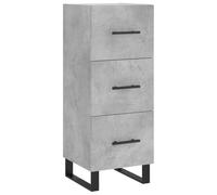 GHVBNMF Aparador gris hormigón 34,5 x 34 x 90 cm | Cajonera compacta con 3 cajones y patas de metal para dormitorio o sala de estar con una decoración moderna de hormigón.