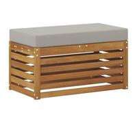 GHVBNMF Banco taburete de madera maciza de acacia jardín modular bloque de | Asiento modular de madera de acacia con cojín gris claro para terraza, balcón y jardín. Soporta hasta 110 kg.