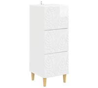 GHVBNMF Cajonera blanca brillante, 33 x 34,5 x 90 cm | Mueble auxiliar estrecho con patas de eucalipto estables para salón, pasillo u oficina, crea un espacio de almacenamiento