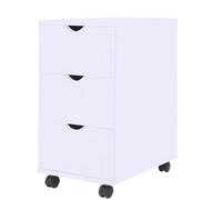 GHVBNMF Cajonera con 3 cajones, color blanco, 33 x 45 x 60 cm | Armario auxiliar compacto para estudio y oficina con ruedas suaves y capacidad de carga total de 30 kg.