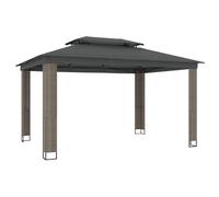 GHVBNMF Cenador con doble techo para jardín, 3,94 x 2,96 m, color antracita | Amplio toldo con doble ventilación para jardín y terraza, marco de acero resistente con elementos de ratán.