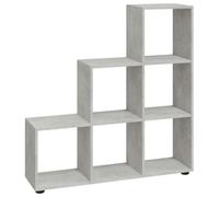 GHVBNMF Estantería para escaleras, 107 cm, color gris hormigón con 6 | Elegante estantería escalonada de hormigón para sala de estar y oficina. Ofrece 6 compartimentos abiertos para libros y